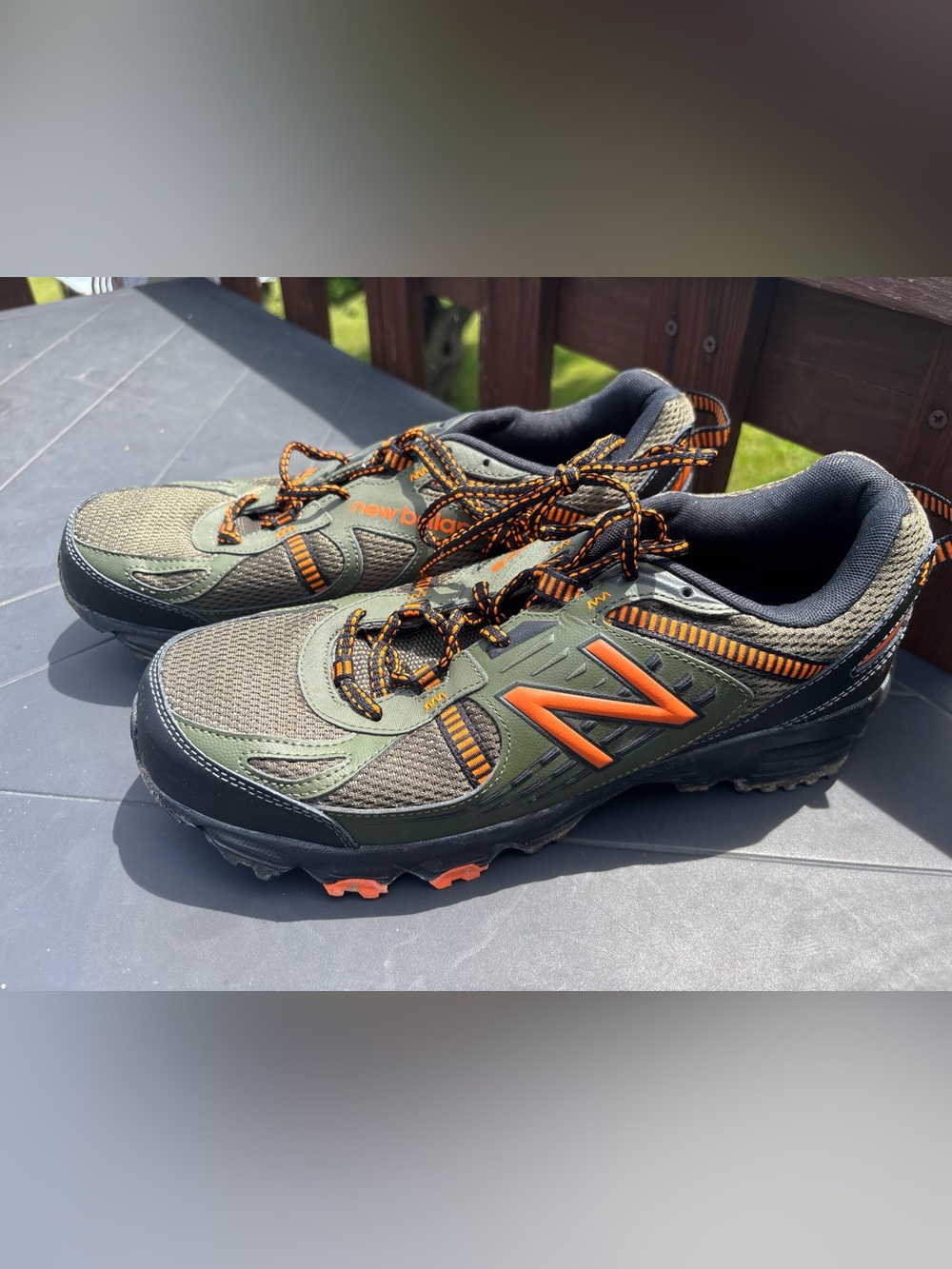 New Balance Men's Olive Green & Orange Trail Sneakers
